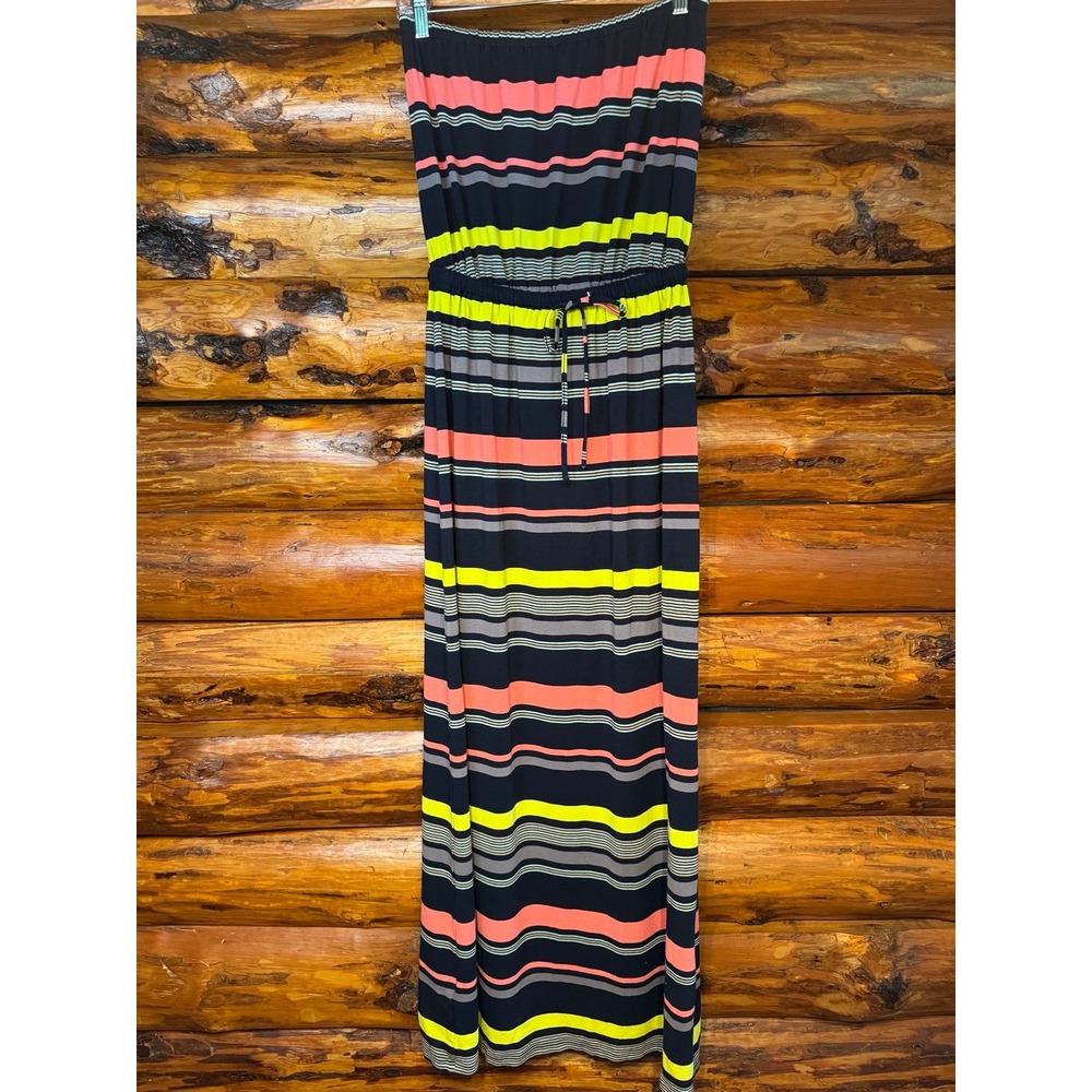 Ann Taylor Multi-Colored Striped Strapless Maxi Dress Size Medium